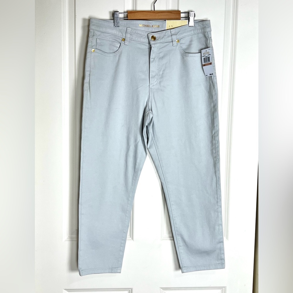 Michael Kors Izzy Cropped Skinny Mid-Rise Pants Aluminum | Size 12 | NWT